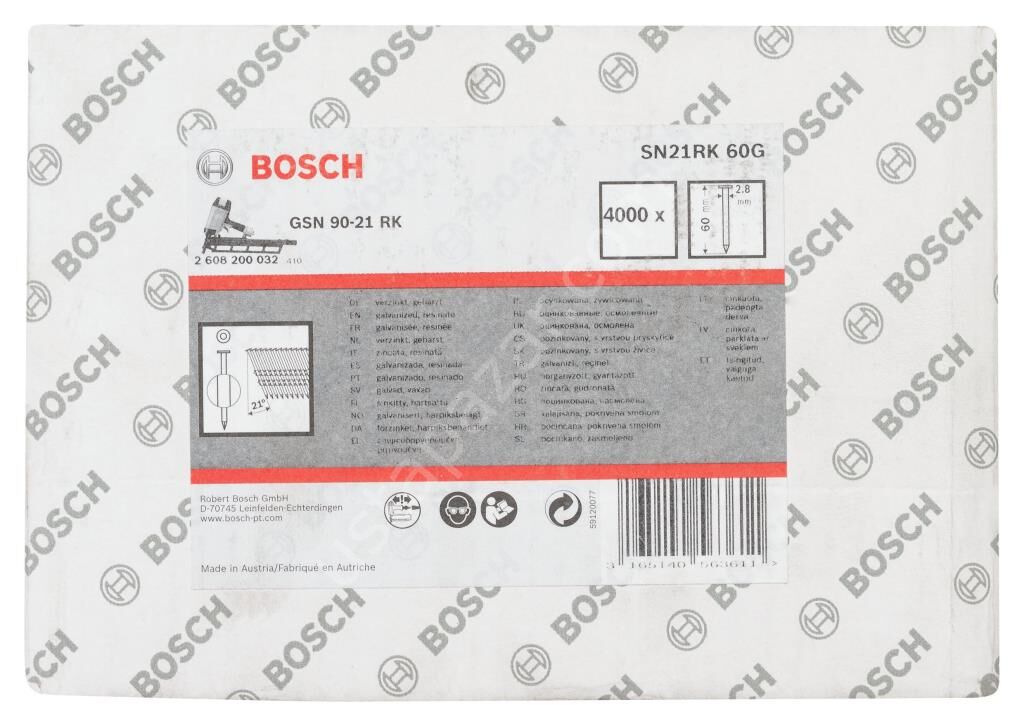 Bosch - GSN 90-21DK Çivi  60mm 4000li Düz ÇinkoK 2608200032