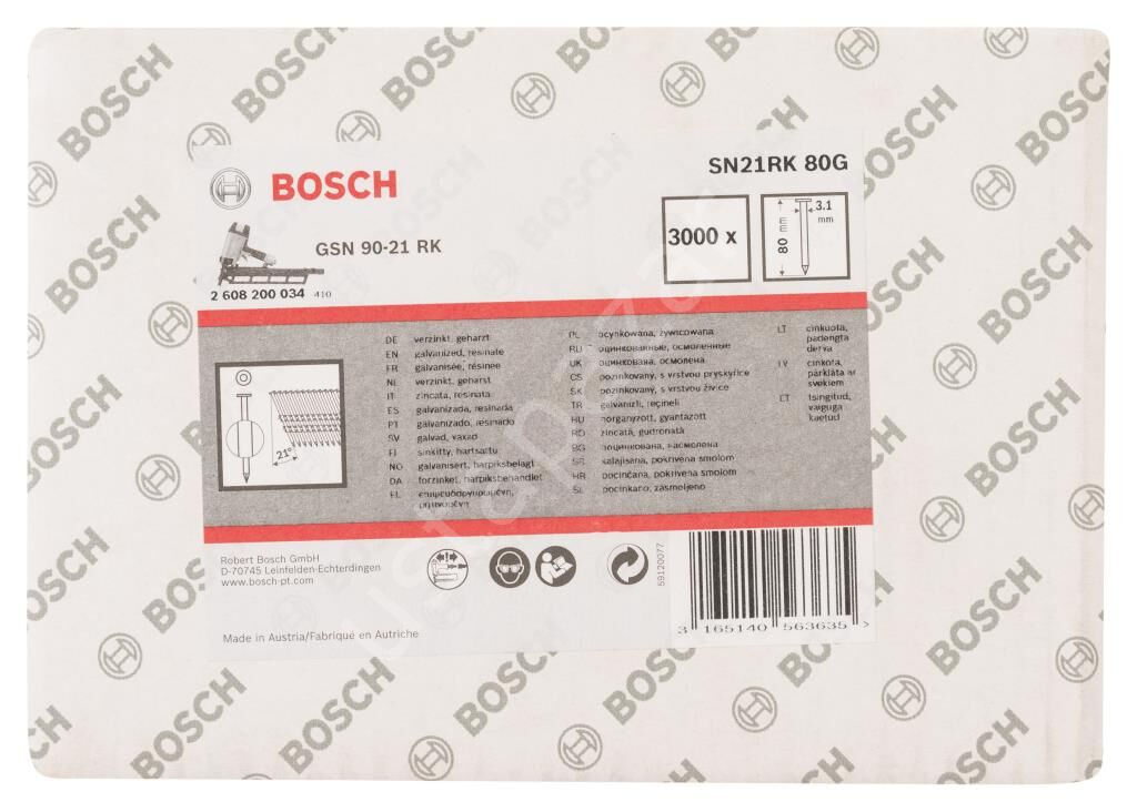Bosch - GSN 90-21DK Çivi  80mm 3000li Düz ÇinkoK 2608200034