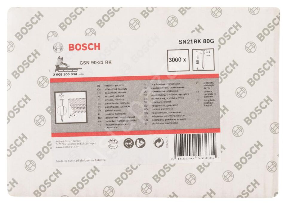 Bosch - GSN 90-21DK Çivi  80mm 3000li Düz ÇinkoK 2608200034