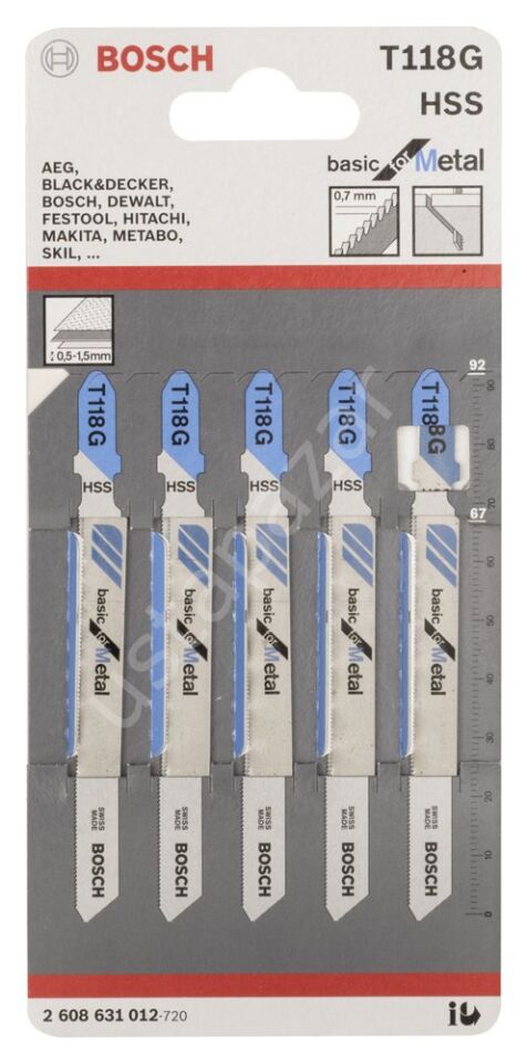 Bosch - Ekonomik Seri Metal İçin T 118 G Dekupaj Testeresi Bıçağı - 5'Li Paket 2608631012
