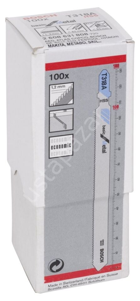 Bosch - Ekonomik Seri Metal İçin T 318 A Dekupaj Testeresi Bıçağı - 100'Lü Paket 2608631808