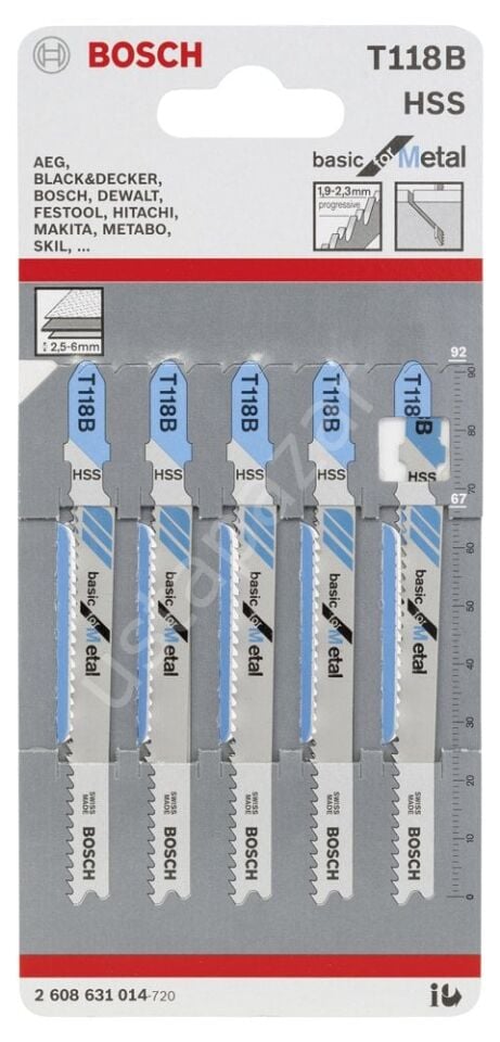 Bosch - Ekonomik Seri Metal İçin T 118 B Dekupaj Testeresi Bıçağı - 5'Li Paket 2608631014