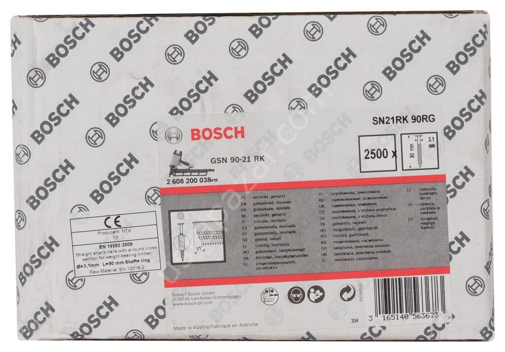 Bosch - GSN 90-21DK Çivi  90mm 2500li YivliÇinko 2608200038