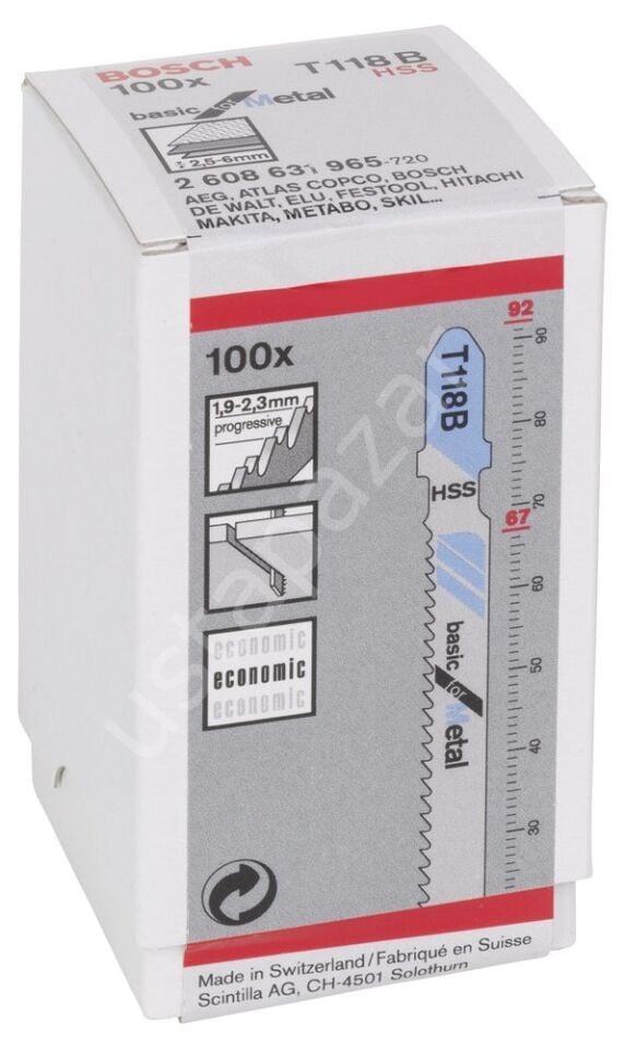 Bosch - Ekonomik Seri Metal İçin T 118 B Dekupaj Testeresi Bıçağı - 100'Lü Paket 2608631965