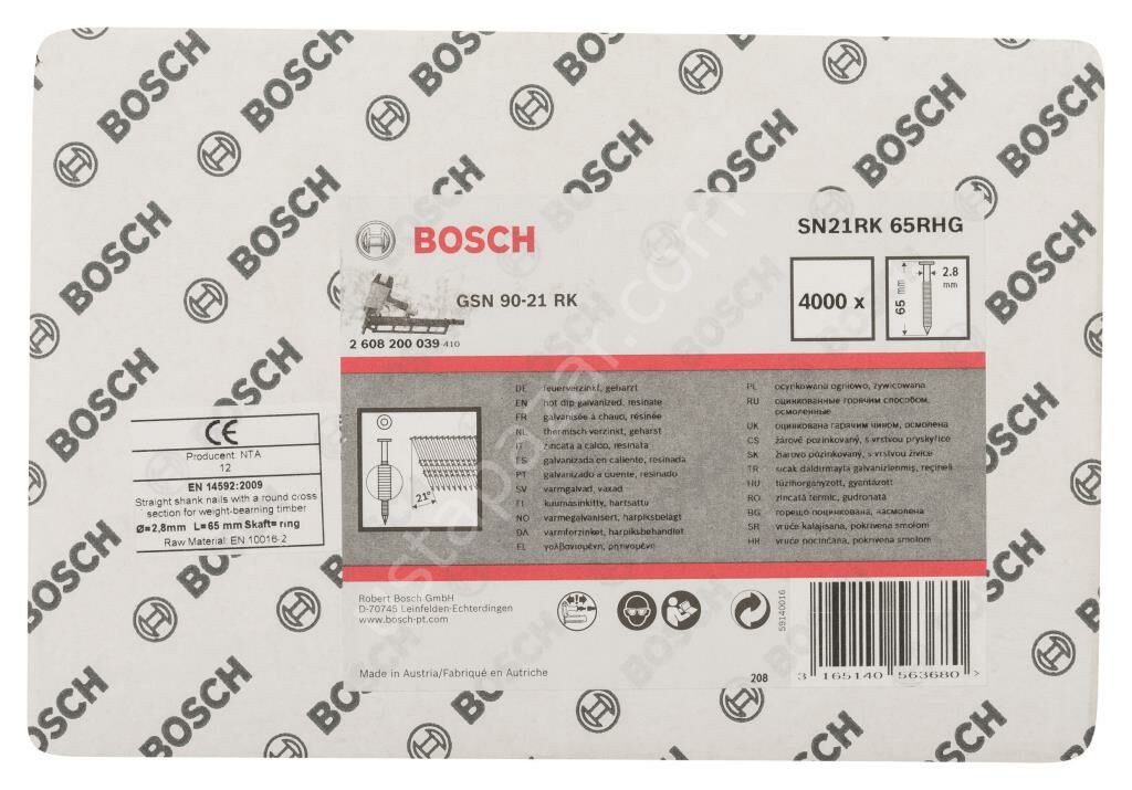 Bosch - GSN 90-21DK Çivi  65mm 4000li YivliGalv 2608200039