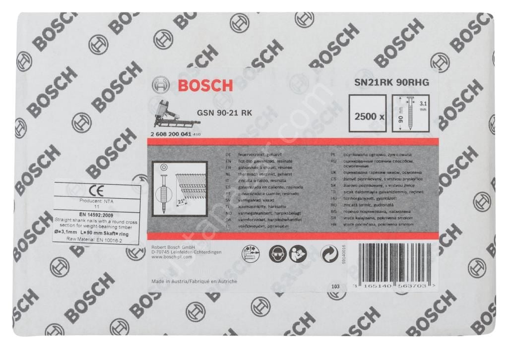 Bosch - GSN 90-21DK Çivi  90mm 2500lü YivliGalv 2608200041