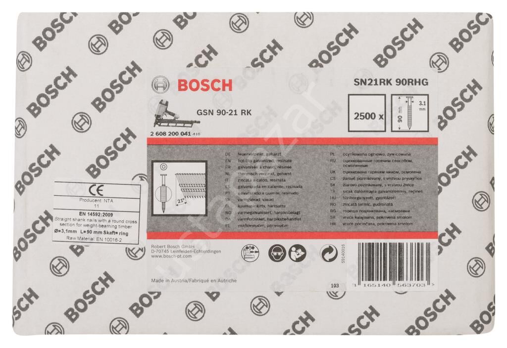 Bosch - GSN 90-21DK Çivi  90mm 2500lü YivliGalv 2608200041