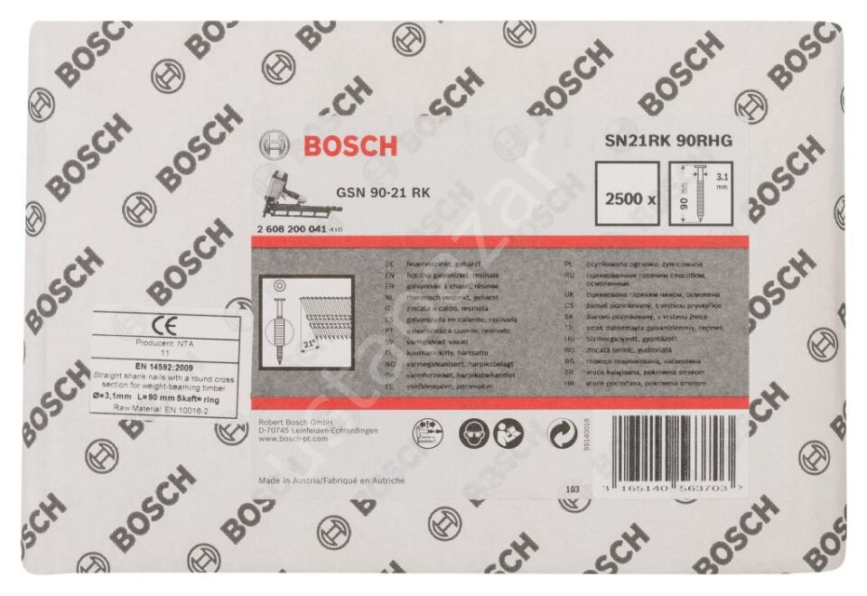 Bosch - GSN 90-21DK Çivi  90mm 2500lü YivliGalv 2608200041