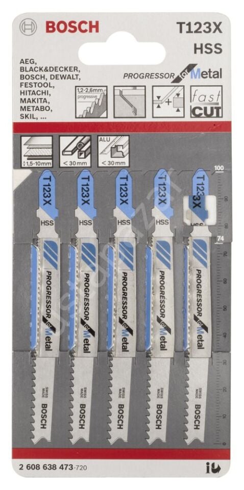 Bosch - Kademeli Artan Dişli Seri Metal İçin T 123 XF Dekupaj Testeresi Bıçağı - 5'Li Paket 2608638473