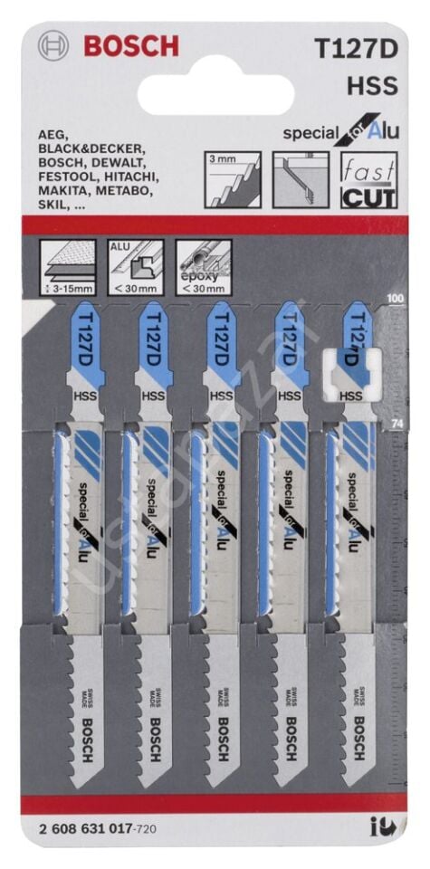 Bosch - Aluminyum İçin T 127 D Dekupaj Testeresi Bıçağı - 5'Li Paket 2608631017