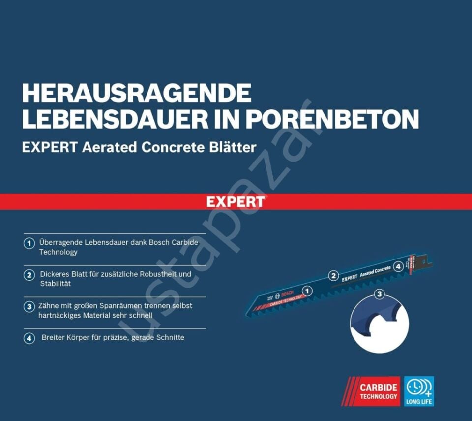 Bosch S 1141 Hm Ytong ve Tuğla Kesimi Için Tilki Kuyruğu Testeresi 225 mm (1 Adet)