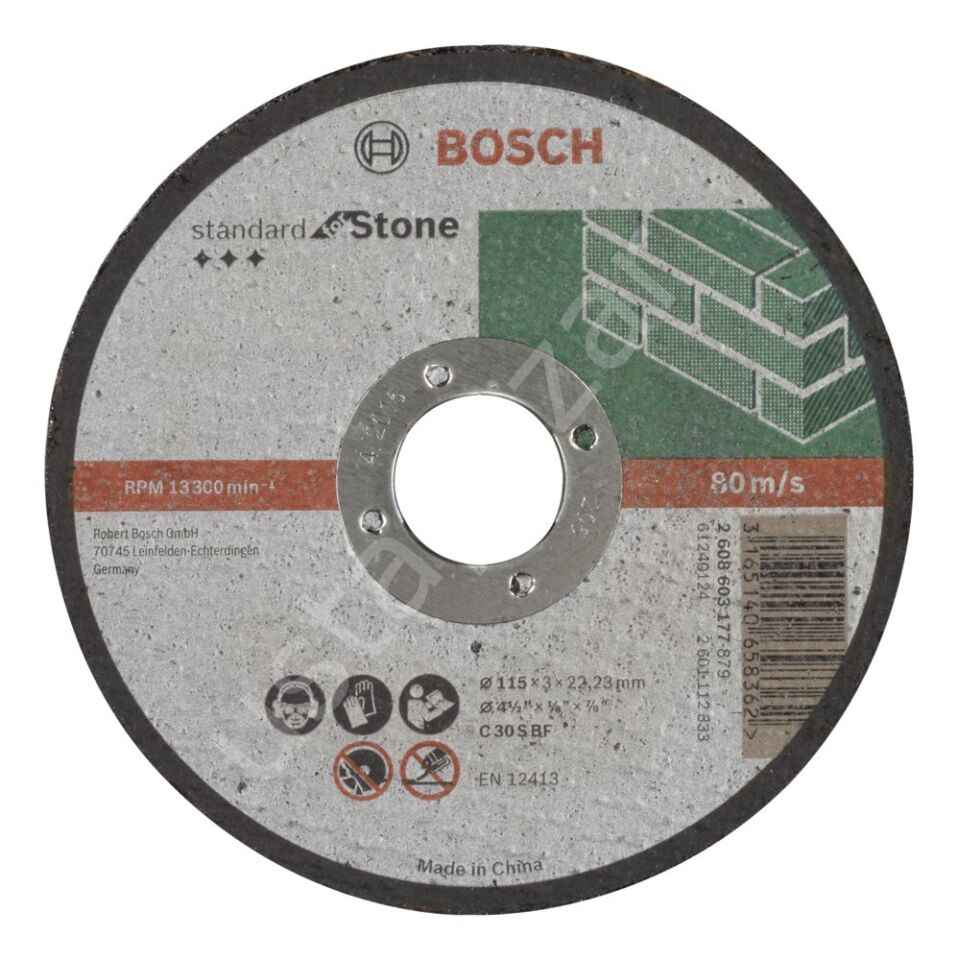 Bosch - 115*3,0 mm Standard Seri Düz Taş Kesme Diski (Taş) 2608603177