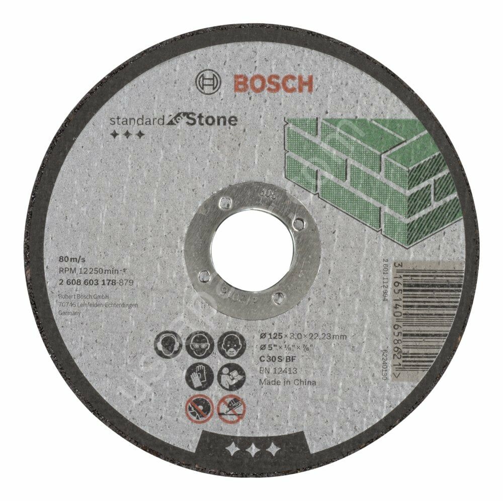 Bosch - 125*3,0 mm Standard Seri Düz Taş Kesme Diski (Taş) 2608603178