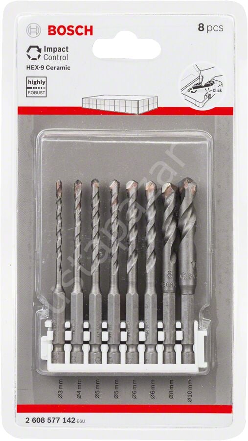 Bosch - HEX-9 Ceramic Altıgen Şaftlı Matkap Ucu 8'li Set - Click 2608577142