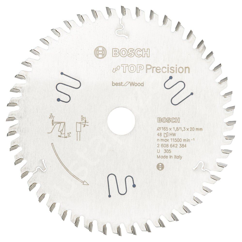 Bosch - Best Serisi Hassas Kesim Ahşap için Daire Testere Bıçağı 165*20 mm 48 Diş 2608642384