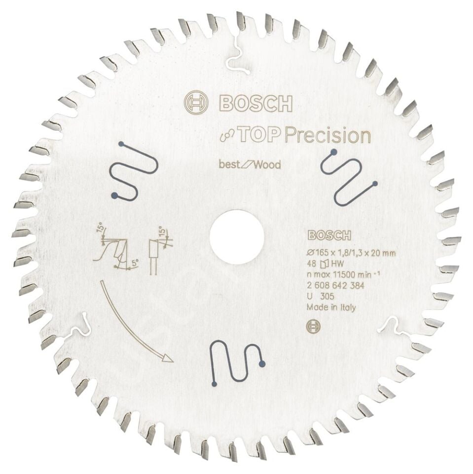 Bosch - Best Serisi Hassas Kesim Ahşap için Daire Testere Bıçağı 165*20 mm 48 Diş 2608642384