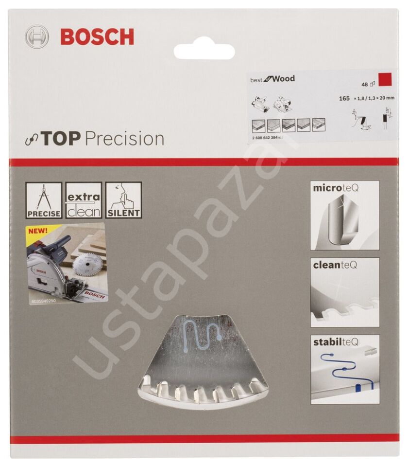 Bosch - Best Serisi Hassas Kesim Ahşap için Daire Testere Bıçağı 165*20 mm 48 Diş 2608642384