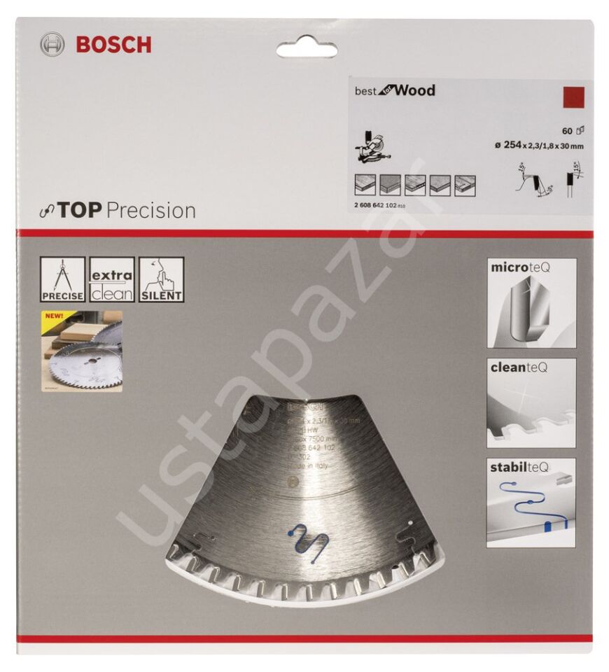 Bosch - Best Serisi Hassas Kesim Ahşap için Daire Testere Bıçağı 254*30 mm 60 Diş 2608642102