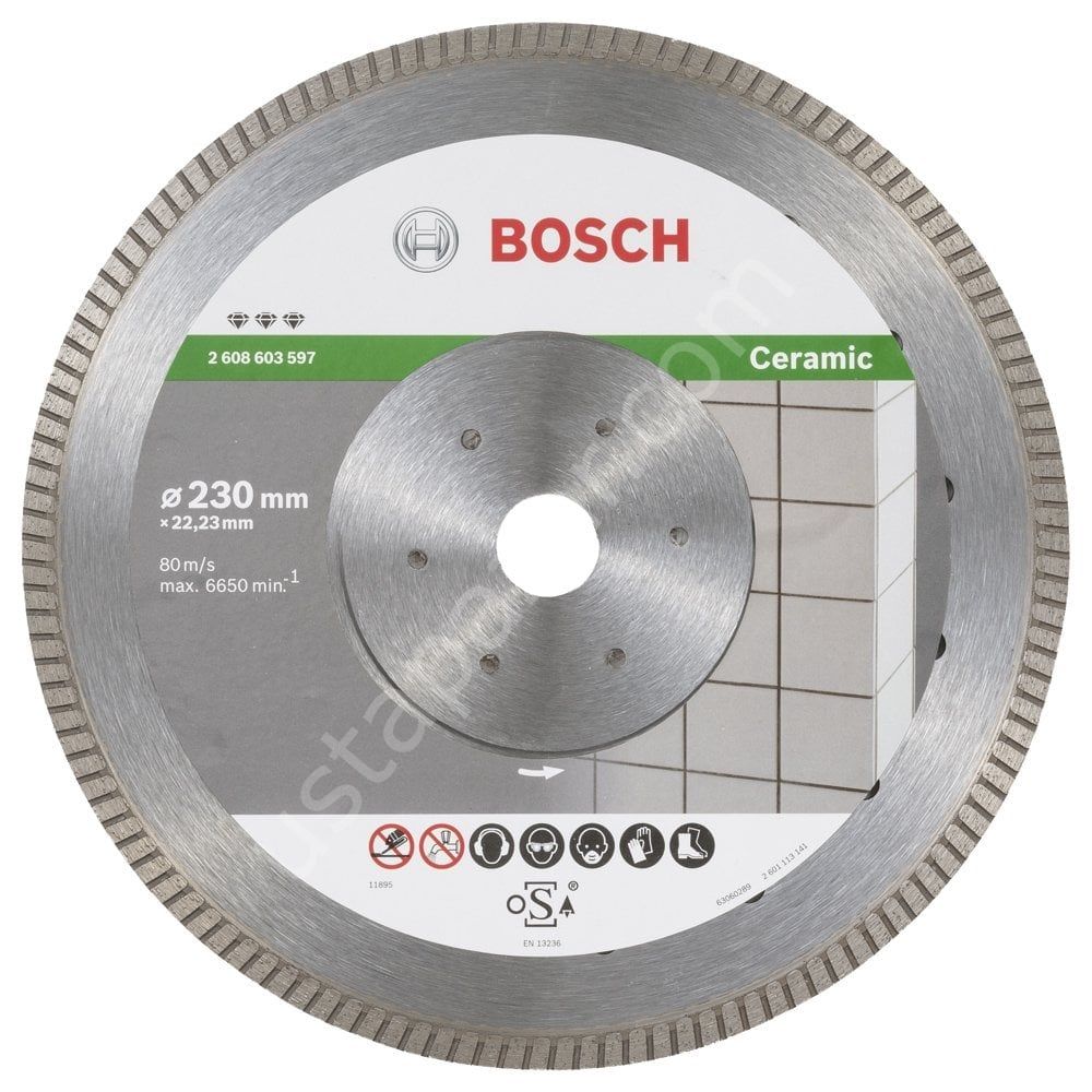 Bosch - Best Serisi Seramik İçin, Extra Temiz Kesim Turbo Segman  Elmas Kesme Diski 230 mm 2608603597