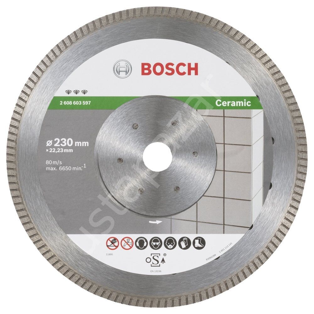 Bosch - Best Serisi Seramik İçin, Extra Temiz Kesim Turbo Segman  Elmas Kesme Diski 230 mm 2608603597
