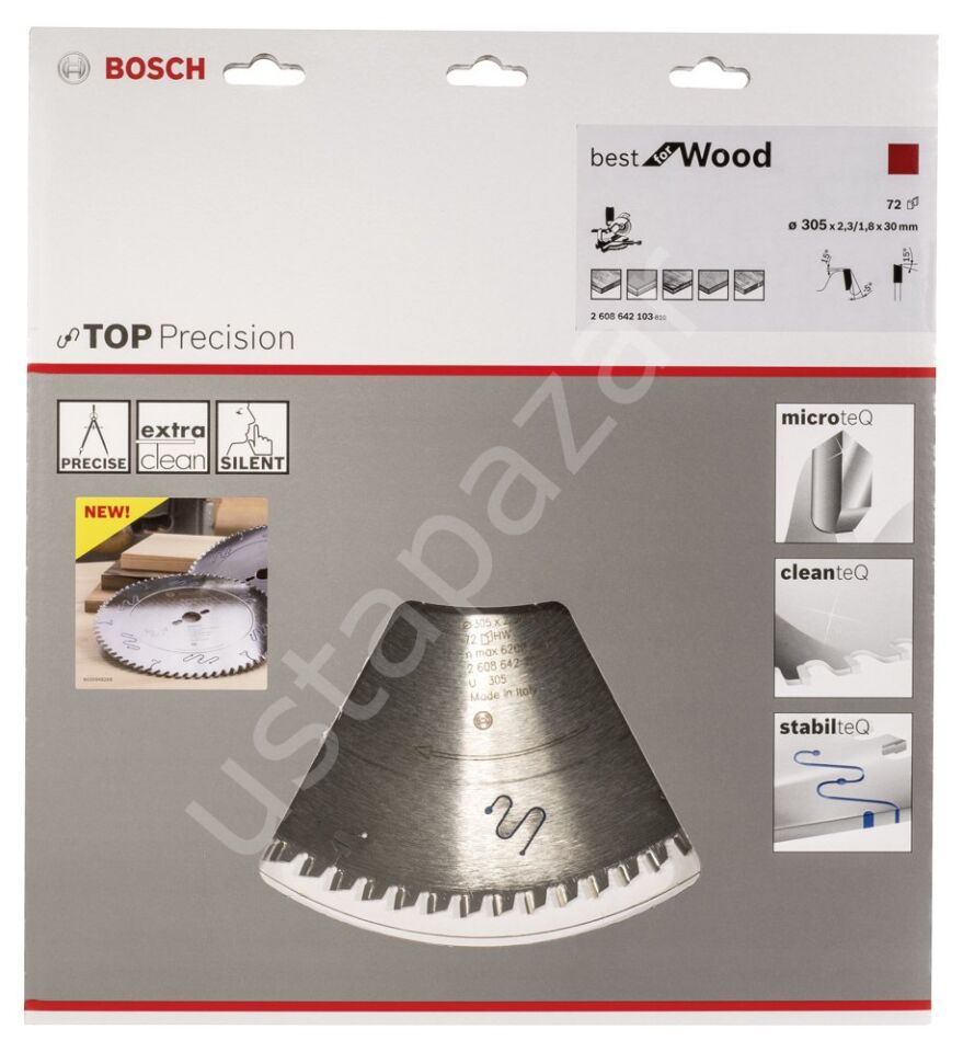 Bosch - Best Serisi Hassas Kesim Ahşap için Daire Testere Bıçağı 305*30 mm 72 Diş 2608642103