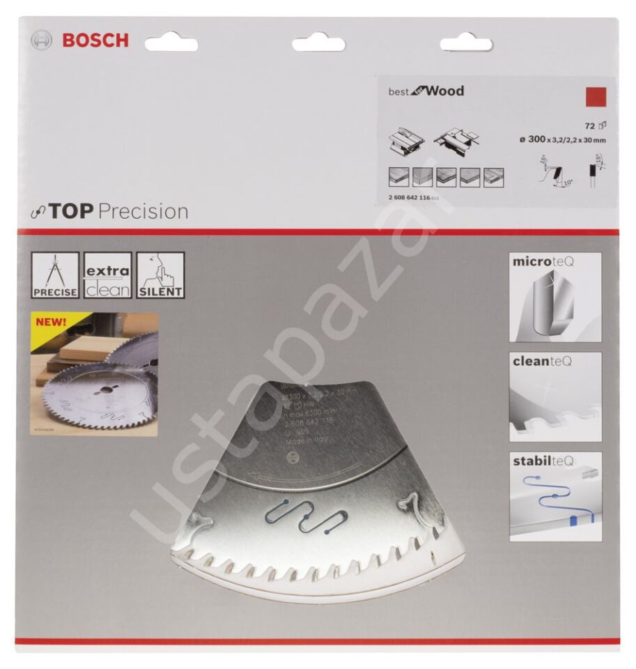 Bosch - Best Serisi Hassas Kesim Ahşap için Daire Testere Bıçağı 300*30 mm 72 Diş 2608642116