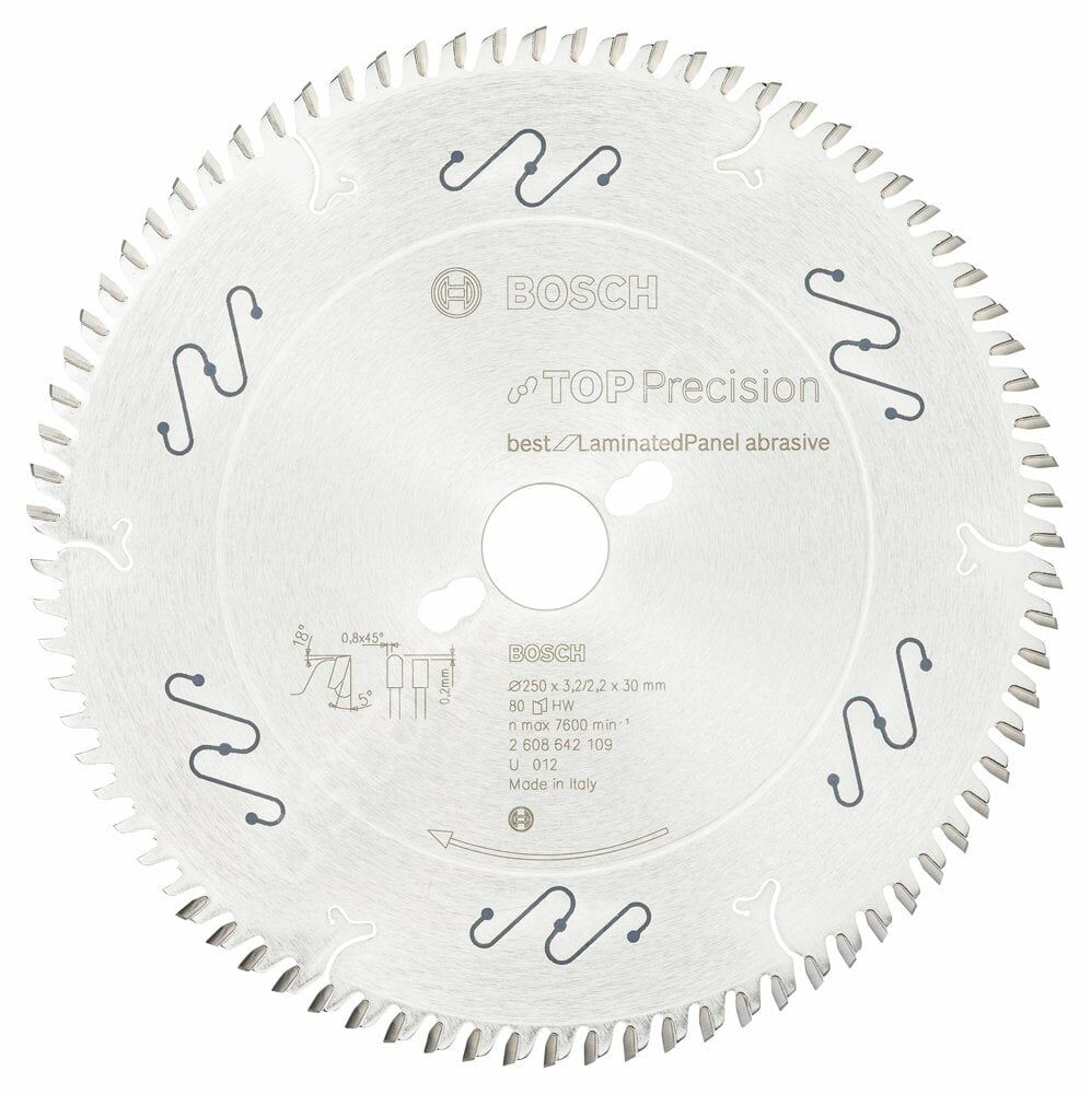 Bosch - Best Serisi Hassas Kesim Aşındırıcı Kaplamalı Lamine Panel için Daire Testere Bıçağı 250*30 mm 80 Diş 2608642109