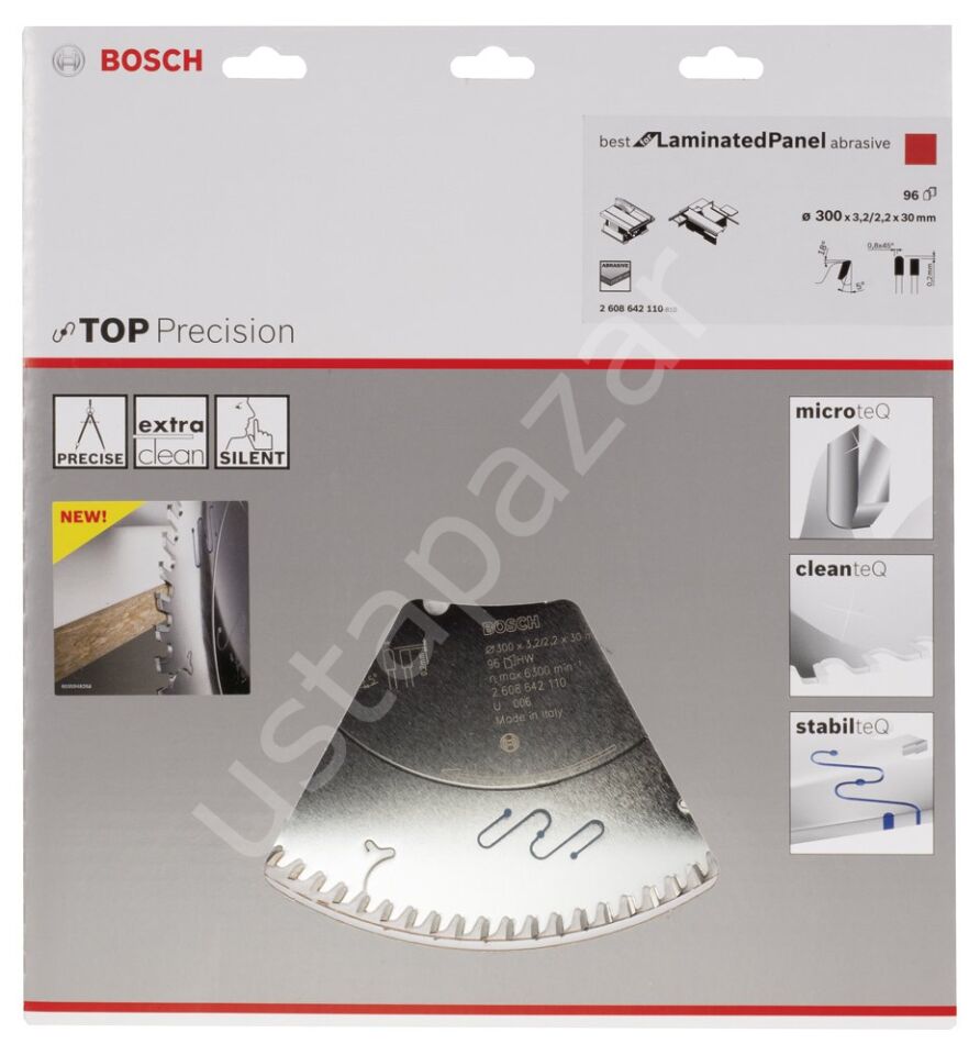 Bosch - Best Serisi Hassas Kesim Aşındırıcı Kaplamalı Lamine Panel için Daire Testere Bıçağı 300*30 mm 96 Diş 2608642110