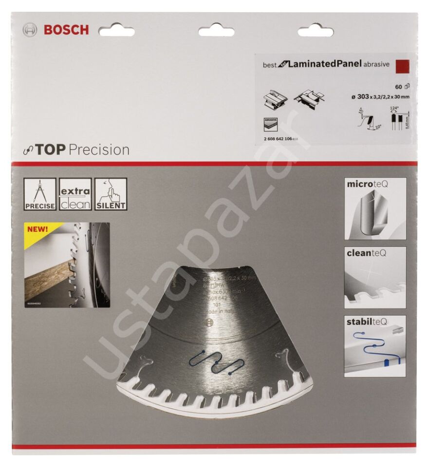 Bosch - Best Serisi Hassas Kesim Aşındırıcı Kaplamalı Lamine Panel için Daire Testere Bıçağı 303*30 mm 60 Diş 2608642106