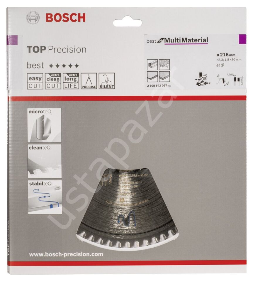 Bosch - Best Serisi Hassas Kesim Çoklu Malzeme için Daire Testere Bıçağı 216*30 mm 64 Diş 2608642097