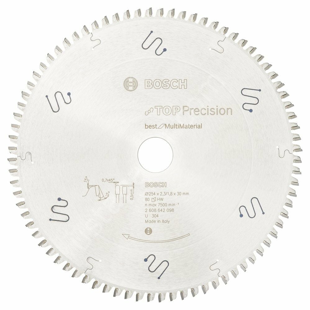 Bosch - Best Serisi Hassas Kesim Çoklu Malzeme için Daire Testere Bıçağı 254*30 mm 80 Diş 2608642098