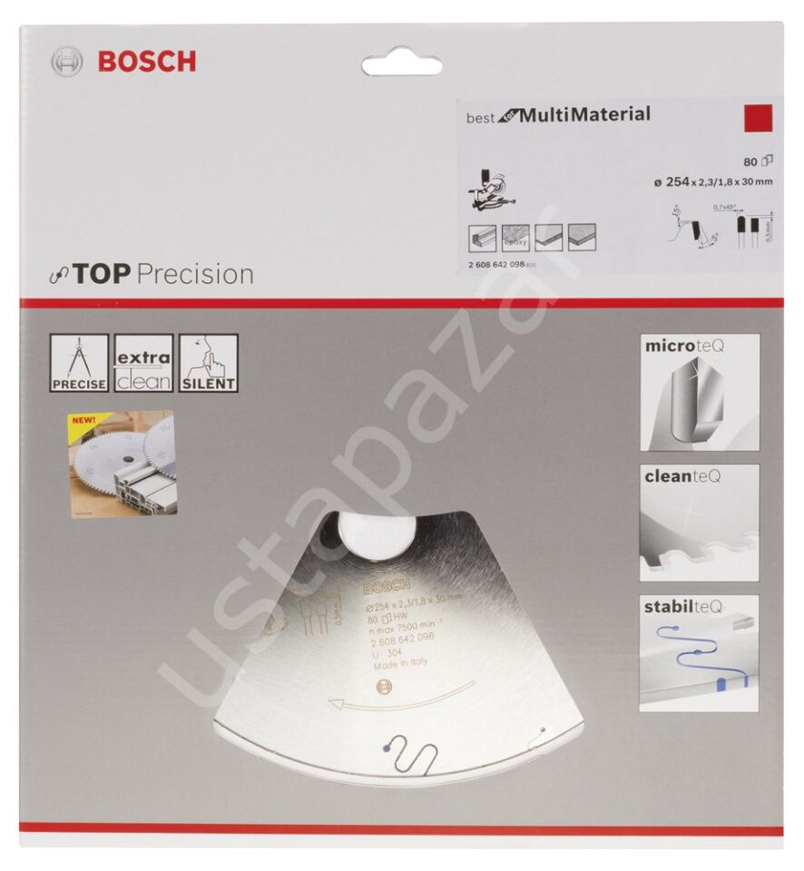 Bosch - Best Serisi Hassas Kesim Çoklu Malzeme için Daire Testere Bıçağı 254*30 mm 80 Diş 2608642098