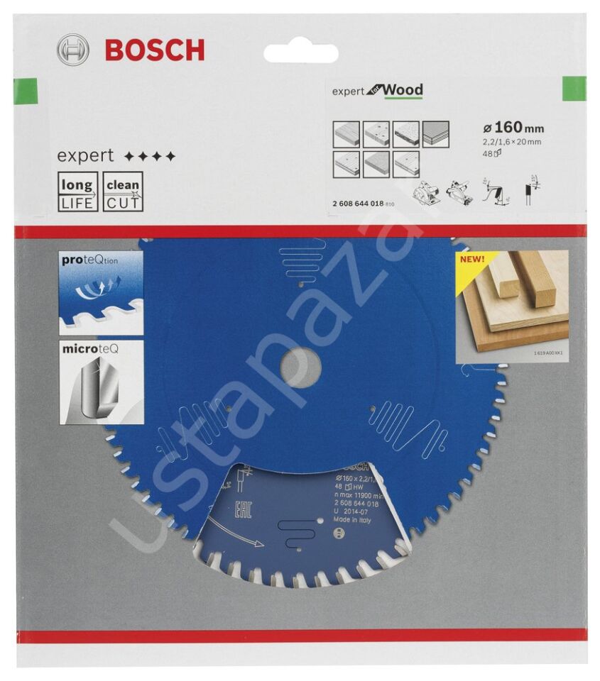 Bosch - Expert Serisi Ahşap için Daire Testere Bıçağı 160*20 mm 48 Diş 2608644018