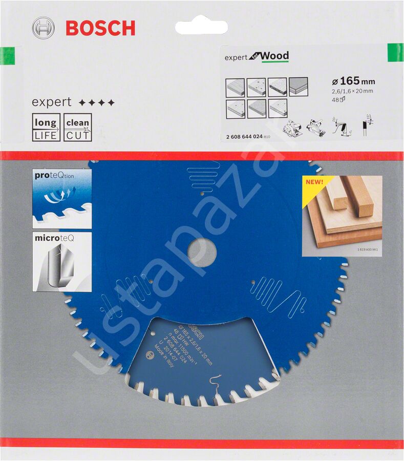 Bosch - Expert Serisi Ahşap için Daire Testere Bıçağı 165*20 mm 48 Diş 2608644024