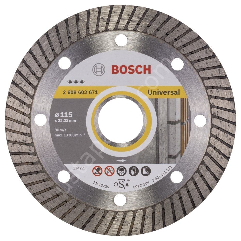 Bosch - Best Serisi Genel Yapı Malzemeleri İçin Turbo Segmanlı Elmas Kesme Diski 115 mm 2608602671