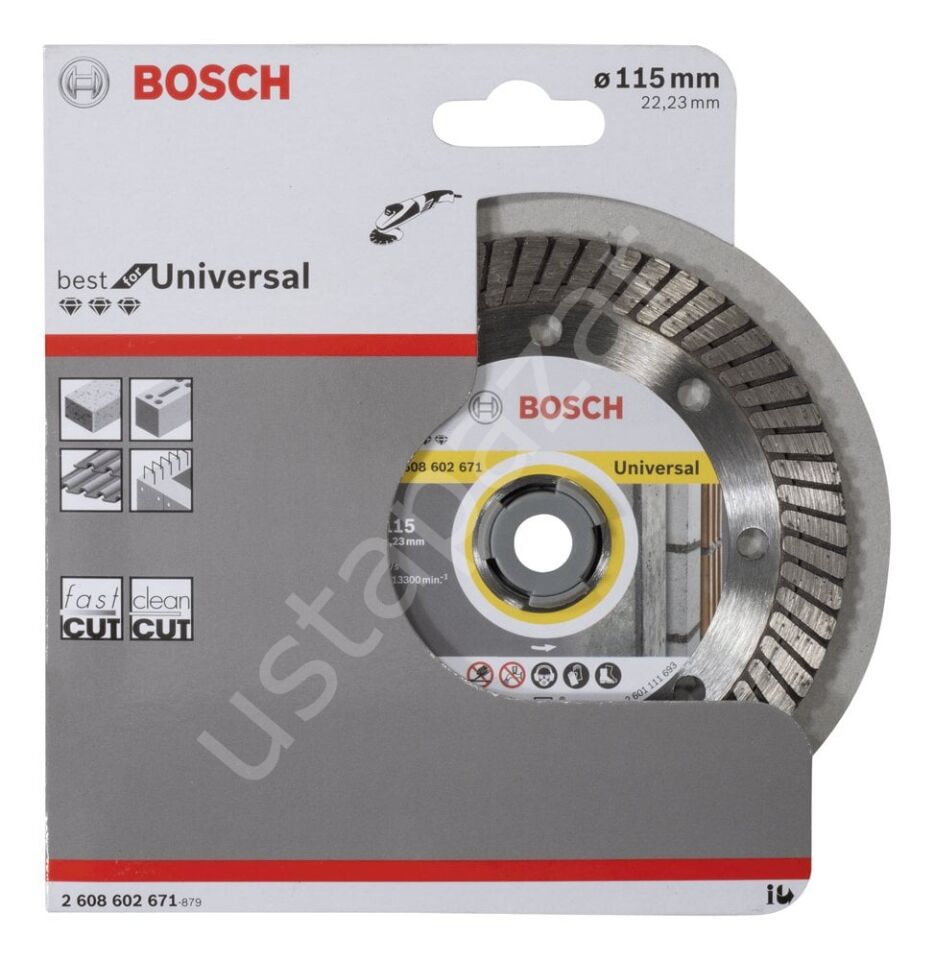 Bosch - Best Serisi Genel Yapı Malzemeleri İçin Turbo Segmanlı Elmas Kesme Diski 115 mm 2608602671