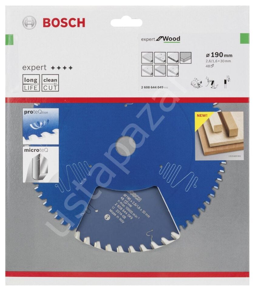 Bosch - Expert Serisi Ahşap için Daire Testere Bıçağı 190*30 mm 48 Diş 2608644049