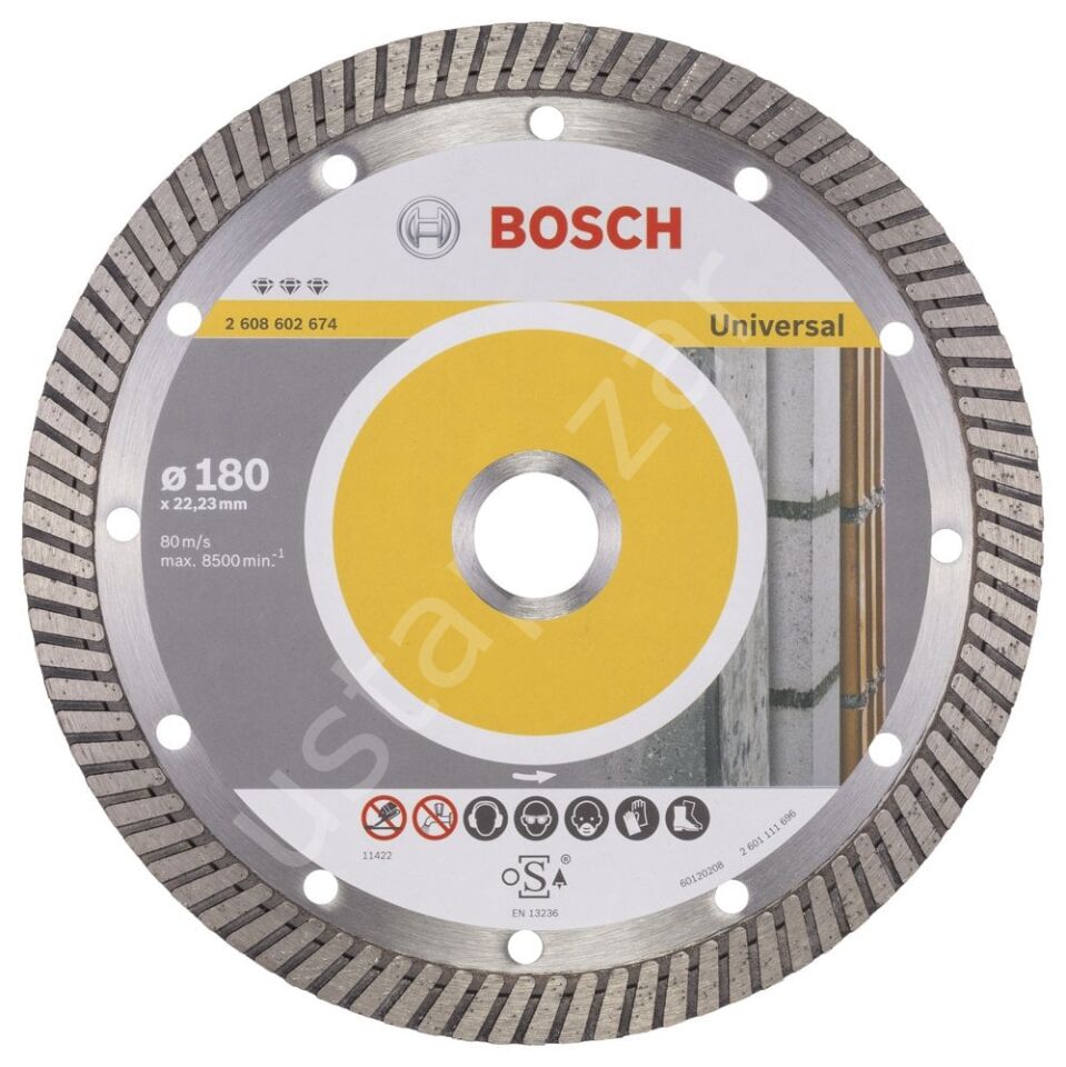 Bosch - Best Serisi Genel Yapı Malzemeleri İçin Turbo Segmanlı Elmas Kesme Diski 180 mm 2608602674