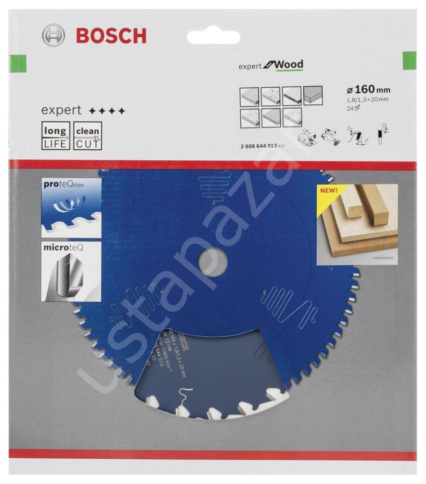 Bosch - Expert Serisi Ahşap için Daire Testere Bıçağı 160*20 mm 24 Diş 2608644013