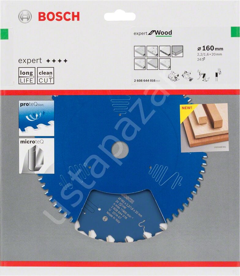 Bosch - Expert Serisi Ahşap için Daire Testere Bıçağı 160*20 mm 24 Diş 2608644016