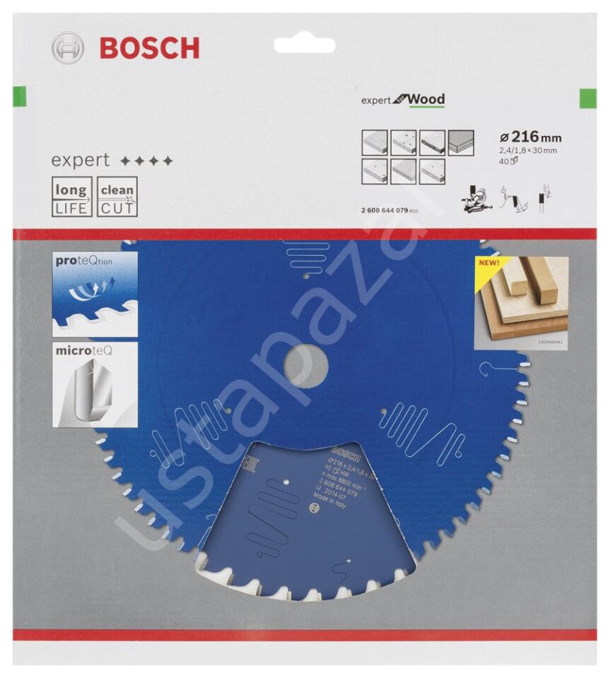 Bosch - Expert Serisi Ahşap için Daire Testere Bıçağı 216*30 mm 40 Diş 2608644079