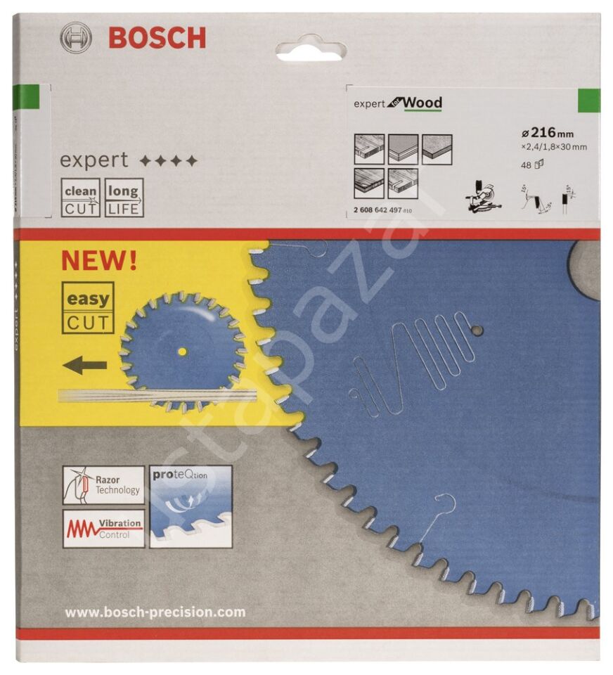 Bosch - Expert Serisi Ahşap için Daire Testere Bıçağı 216*30 mm 48 Diş 2608642497
