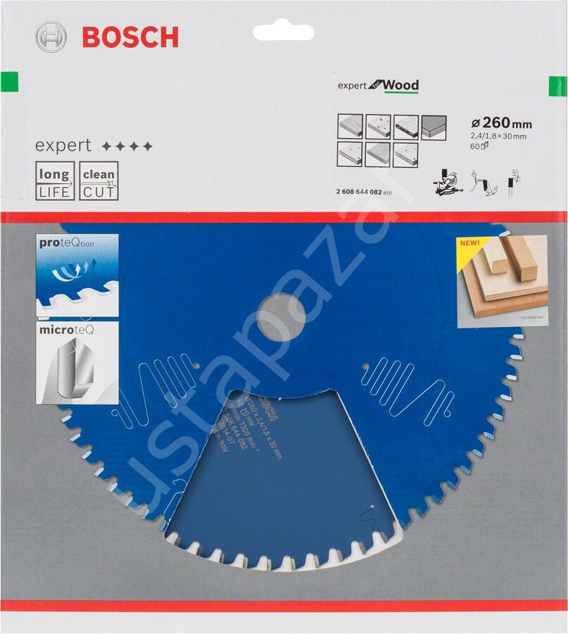 Bosch - Expert Serisi Ahşap için Daire Testere Bıçağı 260*30 mm 60 Diş 2608644082
