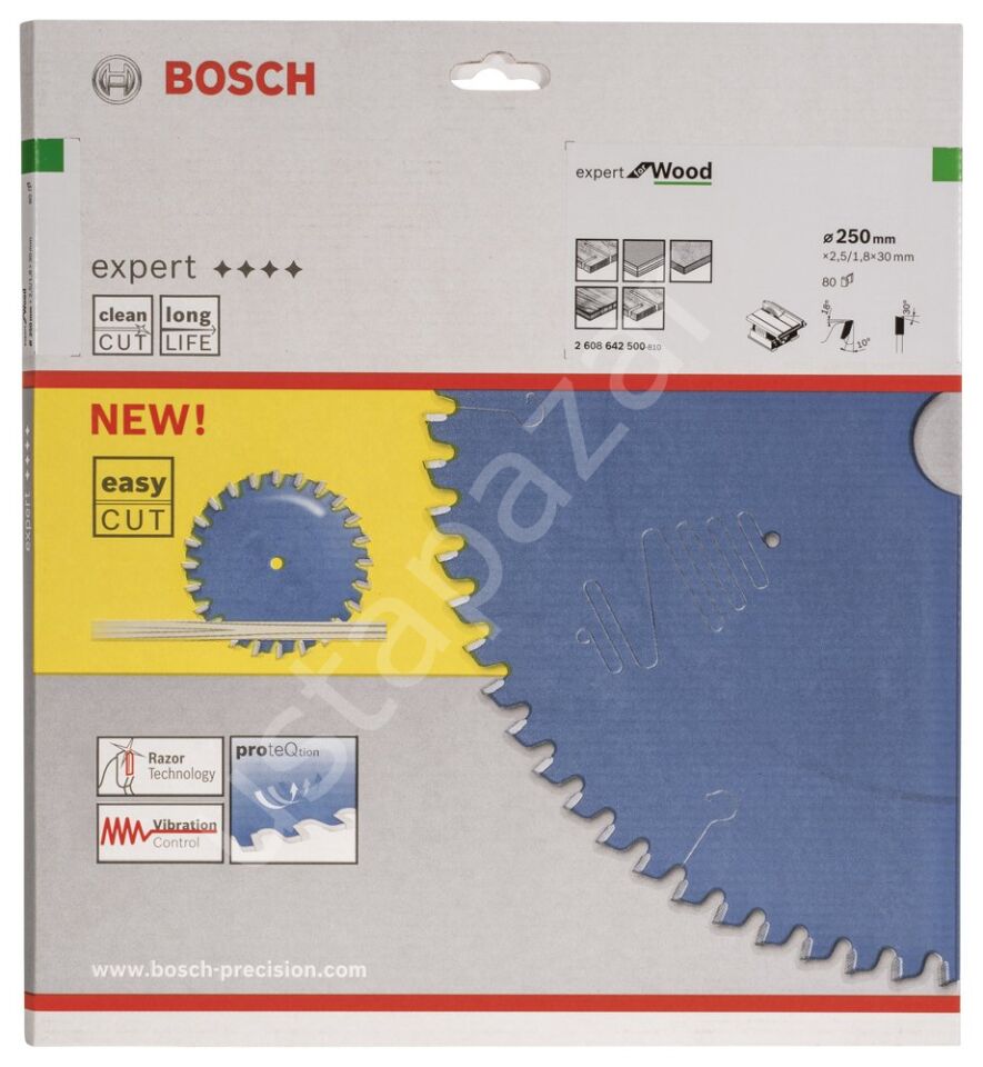 Bosch - Expert Serisi Ahşap için Daire Testere Bıçağı 250*30 mm 80 Diş 2608642500
