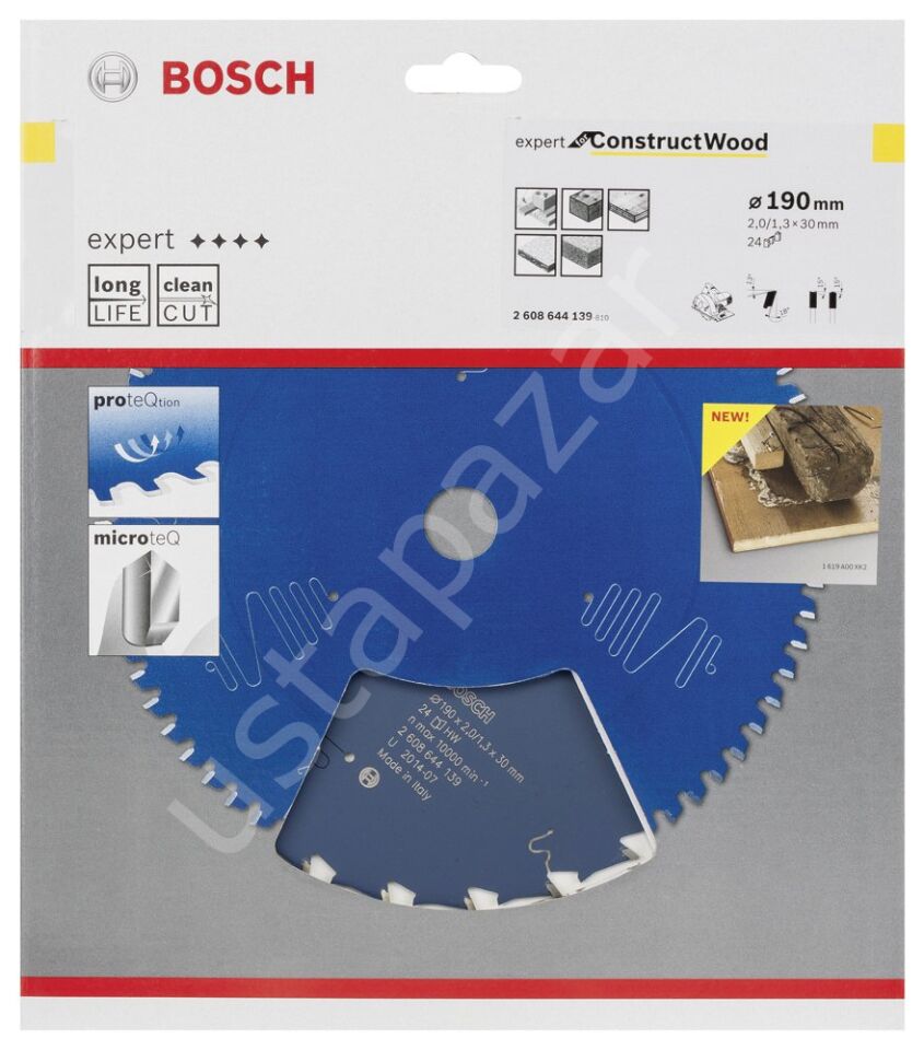 Bosch - Expert Serisi İnşaat Ahşabı için Daire Testere Bıçağı 190*30 mm 24 Diş 2608644139