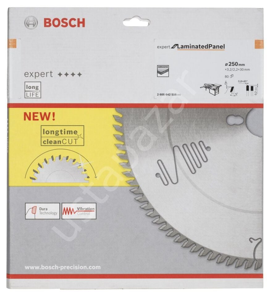 Bosch - Expert Serisi Lamine Panel için Daire Testere Bıçağı 250*30 mm 80 Diş 2608642516
