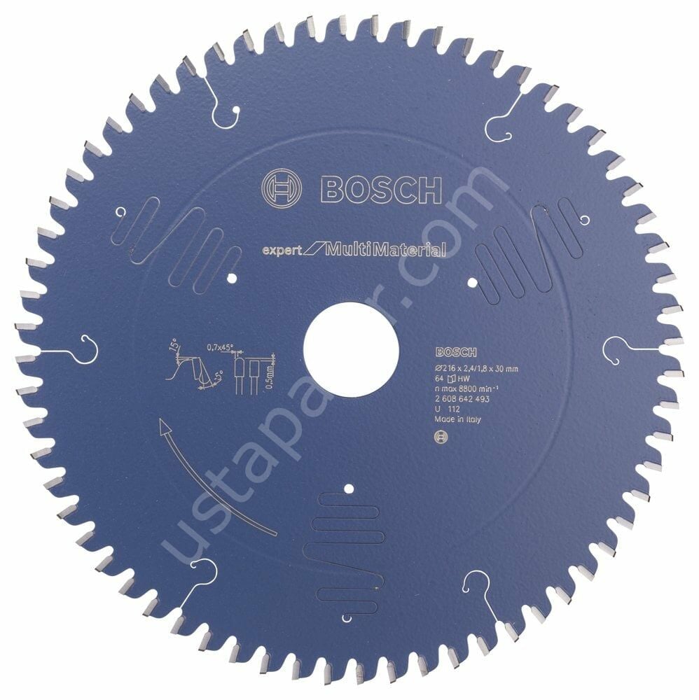 Bosch - Expert Serisi Çoklu Malzeme için Daire Testere Bıçağı 216*30 mm 64 Diş 2608642493