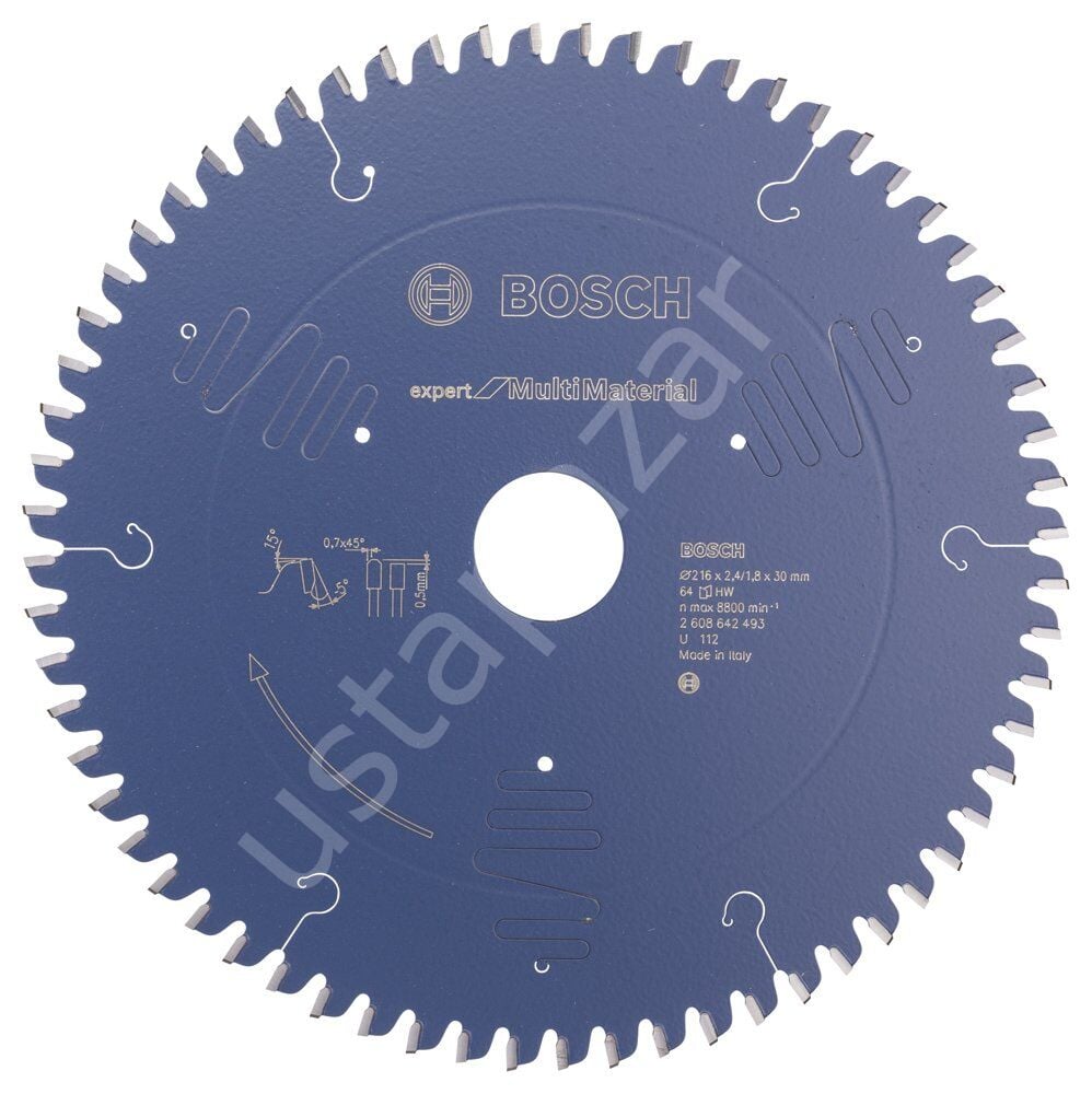 Bosch - Expert Serisi Çoklu Malzeme için Daire Testere Bıçağı 216*30 mm 64 Diş 2608642493