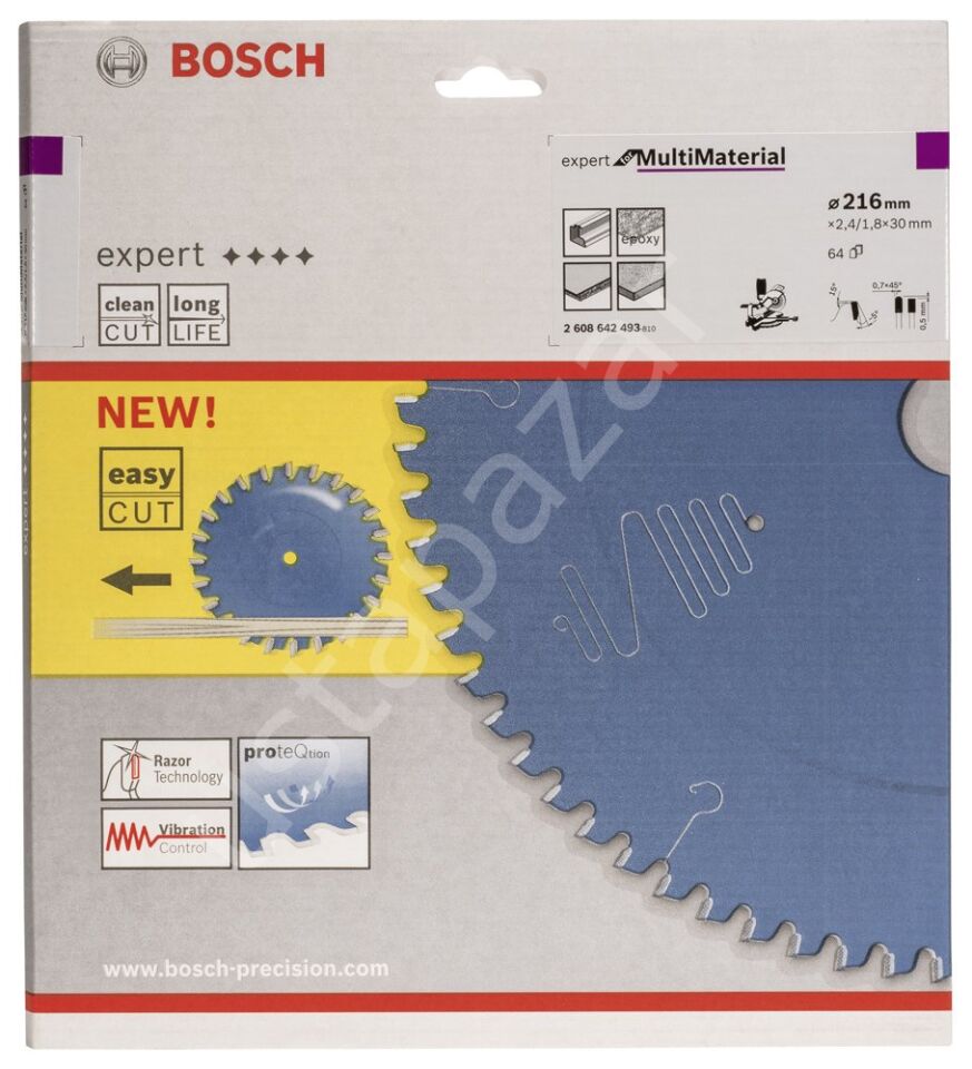 Bosch - Expert Serisi Çoklu Malzeme için Daire Testere Bıçağı 216*30 mm 64 Diş 2608642493