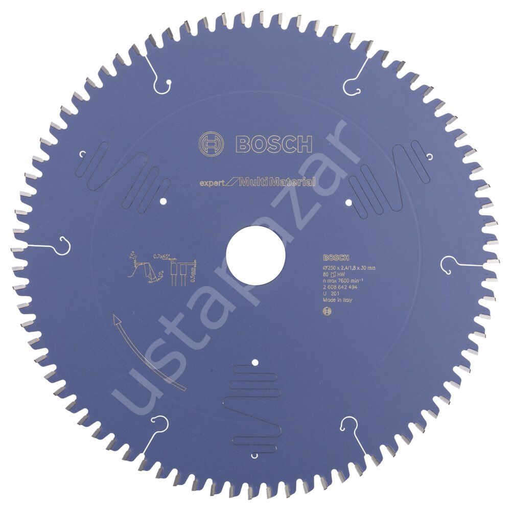 Bosch - Expert Serisi Çoklu Malzeme için Daire Testere Bıçağı 250*30 mm 80 Diş 2608642494